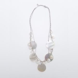 Versatile 1990s Mother of Pearl Disc Necklace